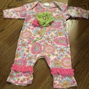 Cachcach boutique one piece floral romper sz 3 months